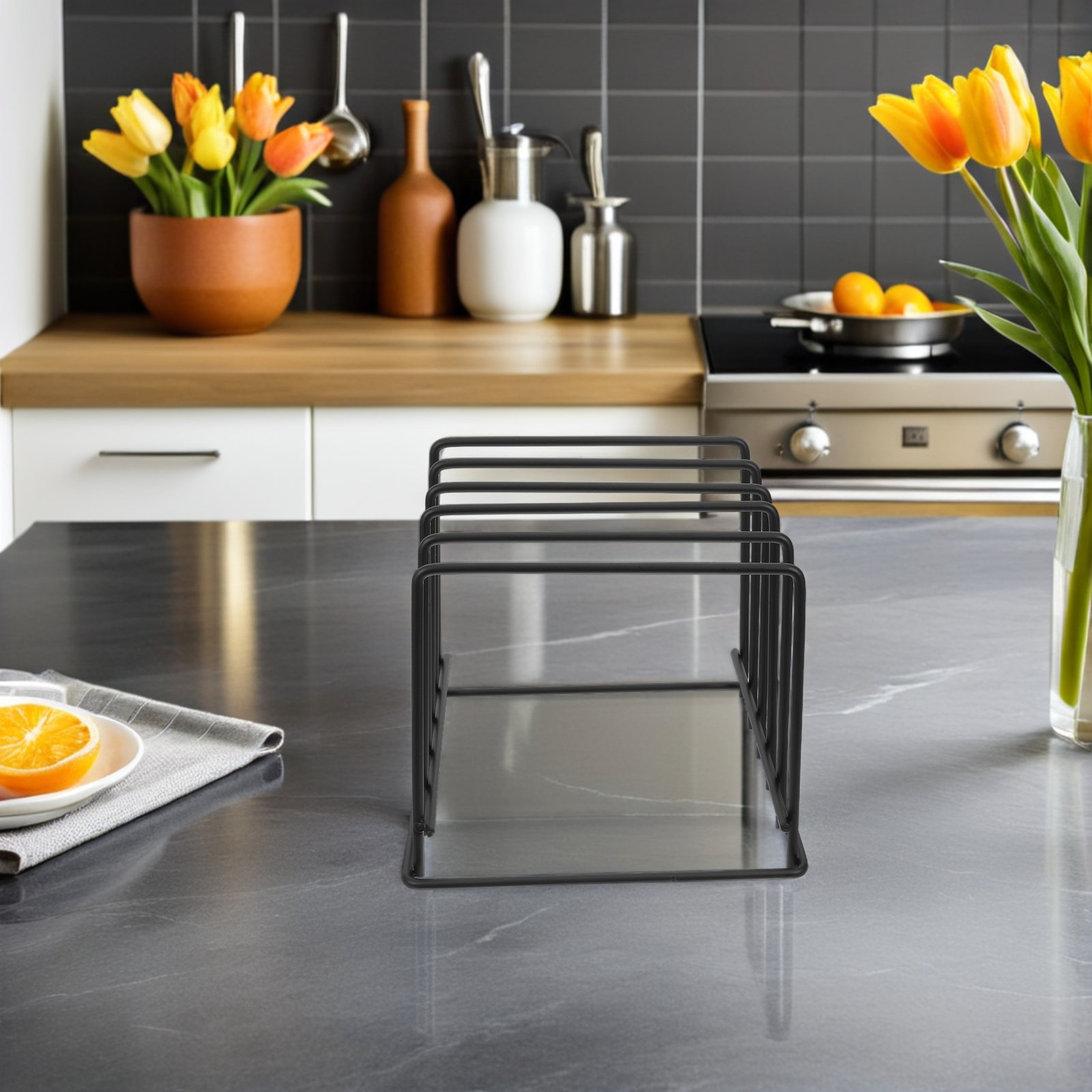 Food Storage Rack For Kitchen - Schwerlast-Schneidebretthalter, Vertikaler Küchenorganizer, Topfhalter, Backformen-Organizer, Keksförmchen-