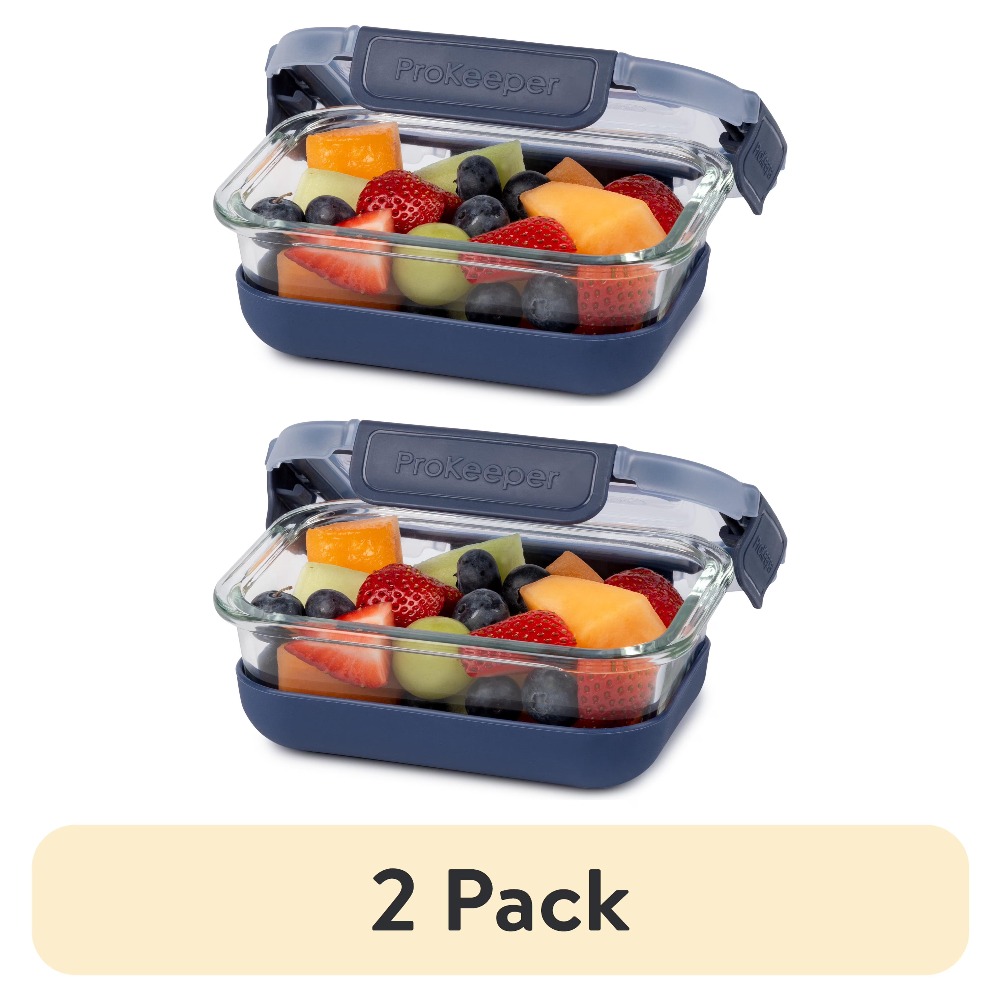 Food Storage Glass Containers - 2er-Pack 1,6-Cup Glas-Lebensmittelbehälter mit rutschfesten Silikonboden-Deckeln,