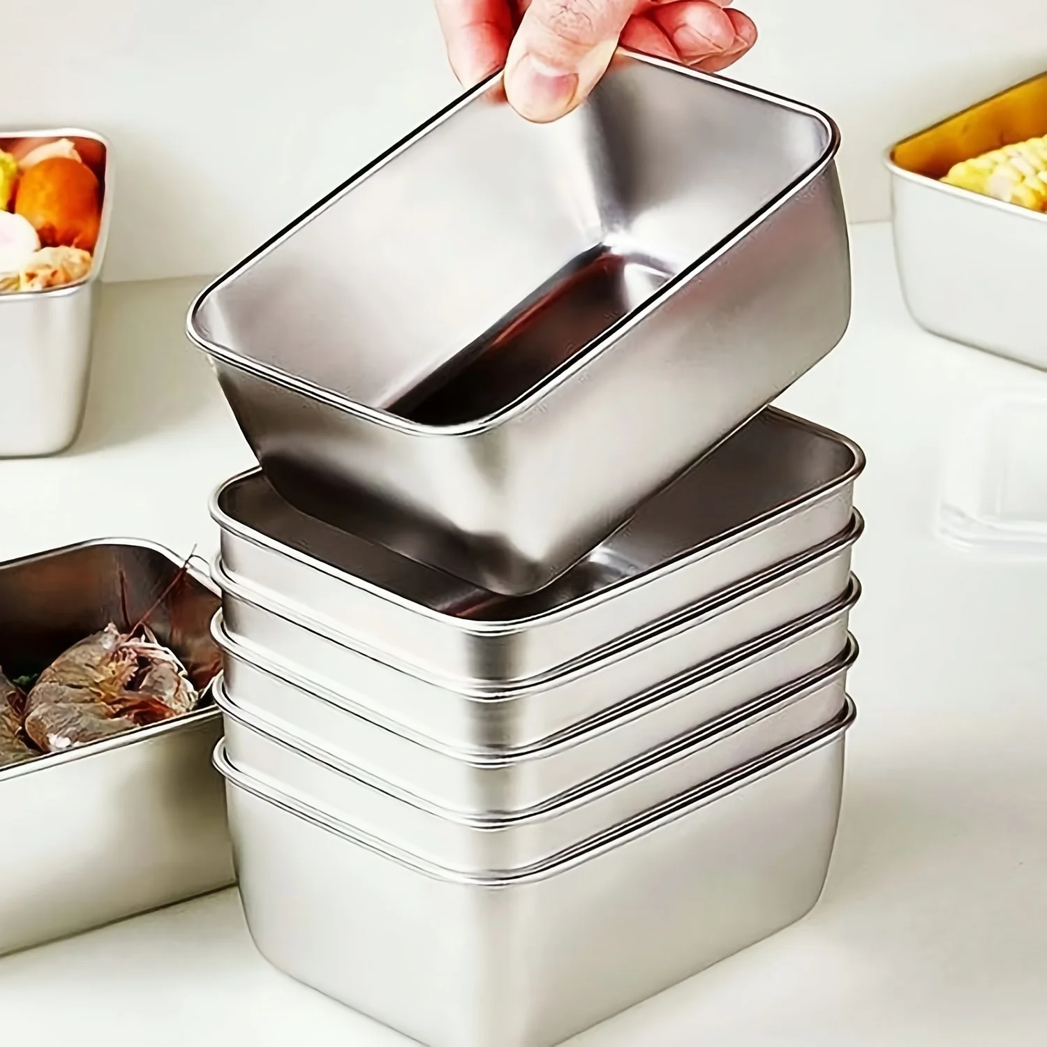 Food Storage Containers Set - Edelstahl-Lebensmittelbehälter-Set mit Deckeln - Auslaufsicher, stapelbar
