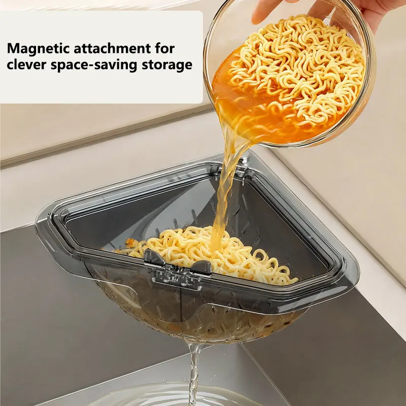 Food Storage Rack For Kitchen - Magnetischer Dreieckiger Spülbecken-Abflusskorb Küchenspülenfilter-Halter Haushalt Essensreste