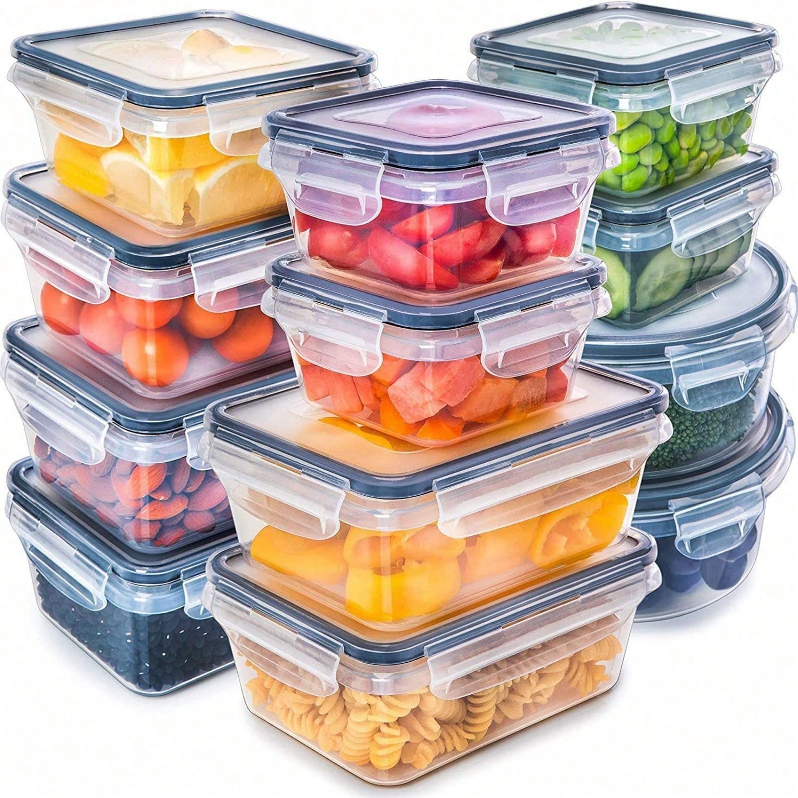 Food Storage Box Plastic - 12 versiegelte Lebensmittel-Aufbewahrungsboxen aus Kunststoff, geeignet