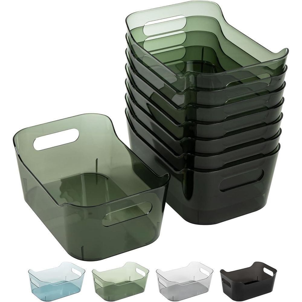 Stackable Pantry Bin - 8er-Pack Kunststoff-Aufbewahrungsboxen, Transparente Vorratsorganizer und Aufbewahrungsbehälter,