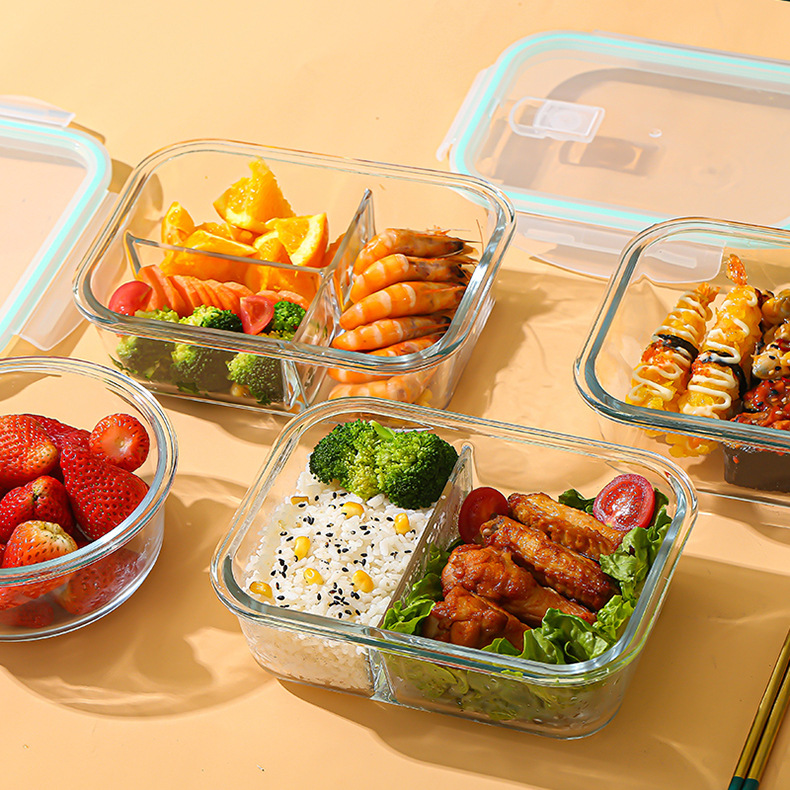 Food Storage Square Containers - Glas-Frischhaltebox aus hochborosilikathaltigem, hitzebeständigem Glas, mikrowellengeeignet,
