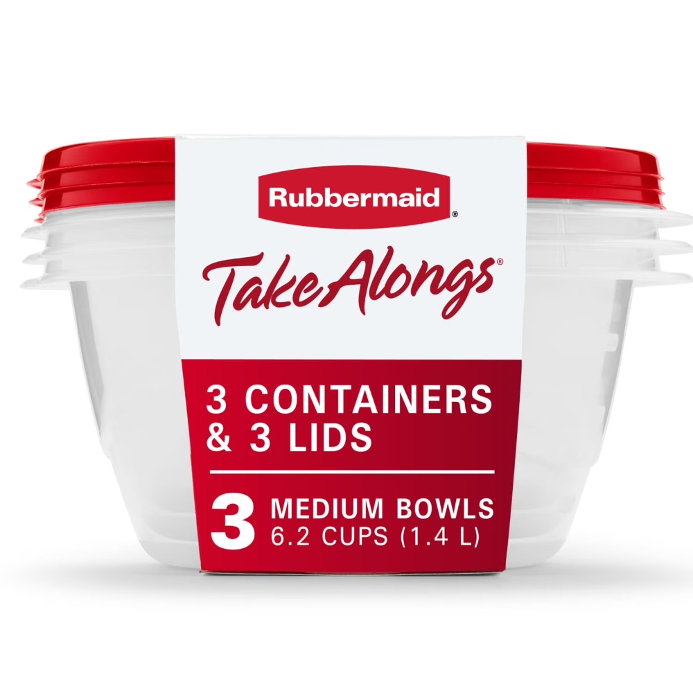 Food Storage Containers Set - Große Runde Lebensmittelbehälter mit Deckeln, 3er-Set,
