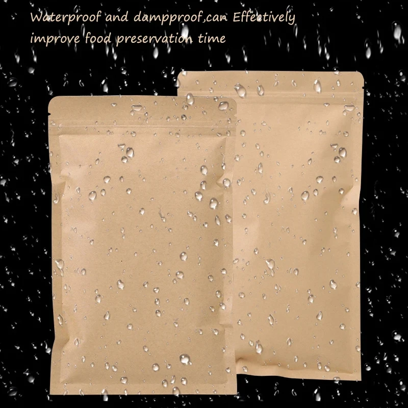 Food Storage Usa - 100 Stück braune Kraftpapier-Beutel mit Reißverschluss,