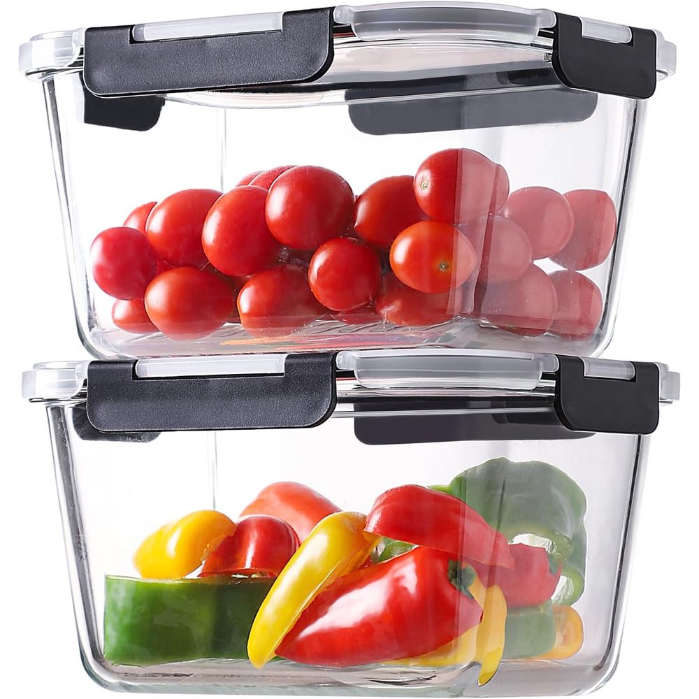 Food Storage Glass Containers - 4-teiliges Set 63oz Glas-Lebensmittelbehälter mit Deckeln,