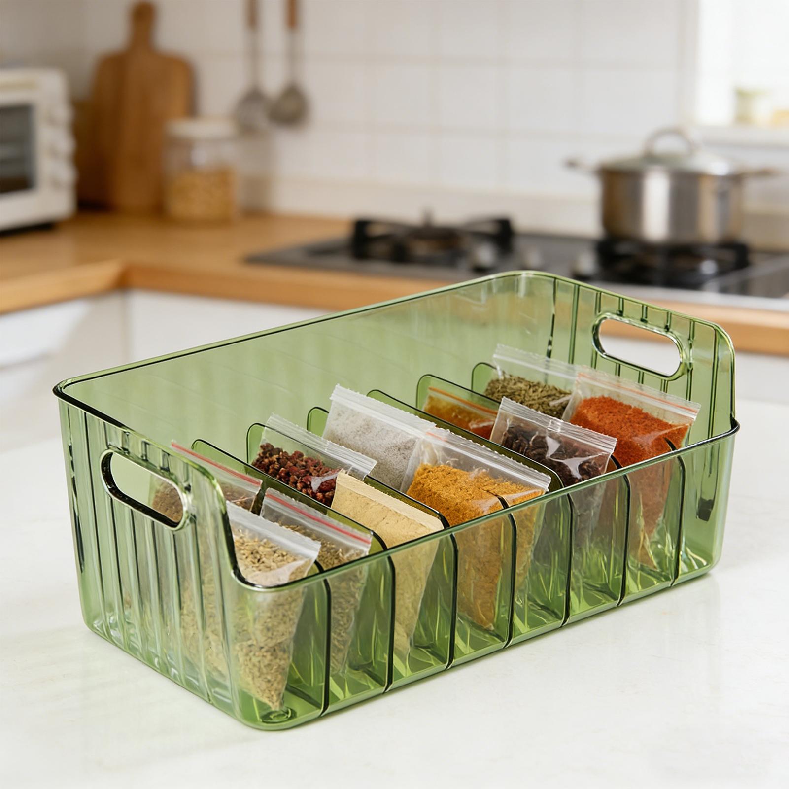 Food Storage Rack For Kitchen - Gewürzregal Transparente Unterteilte Kosmetik- und Lebensmittelaufbewahrungsbox