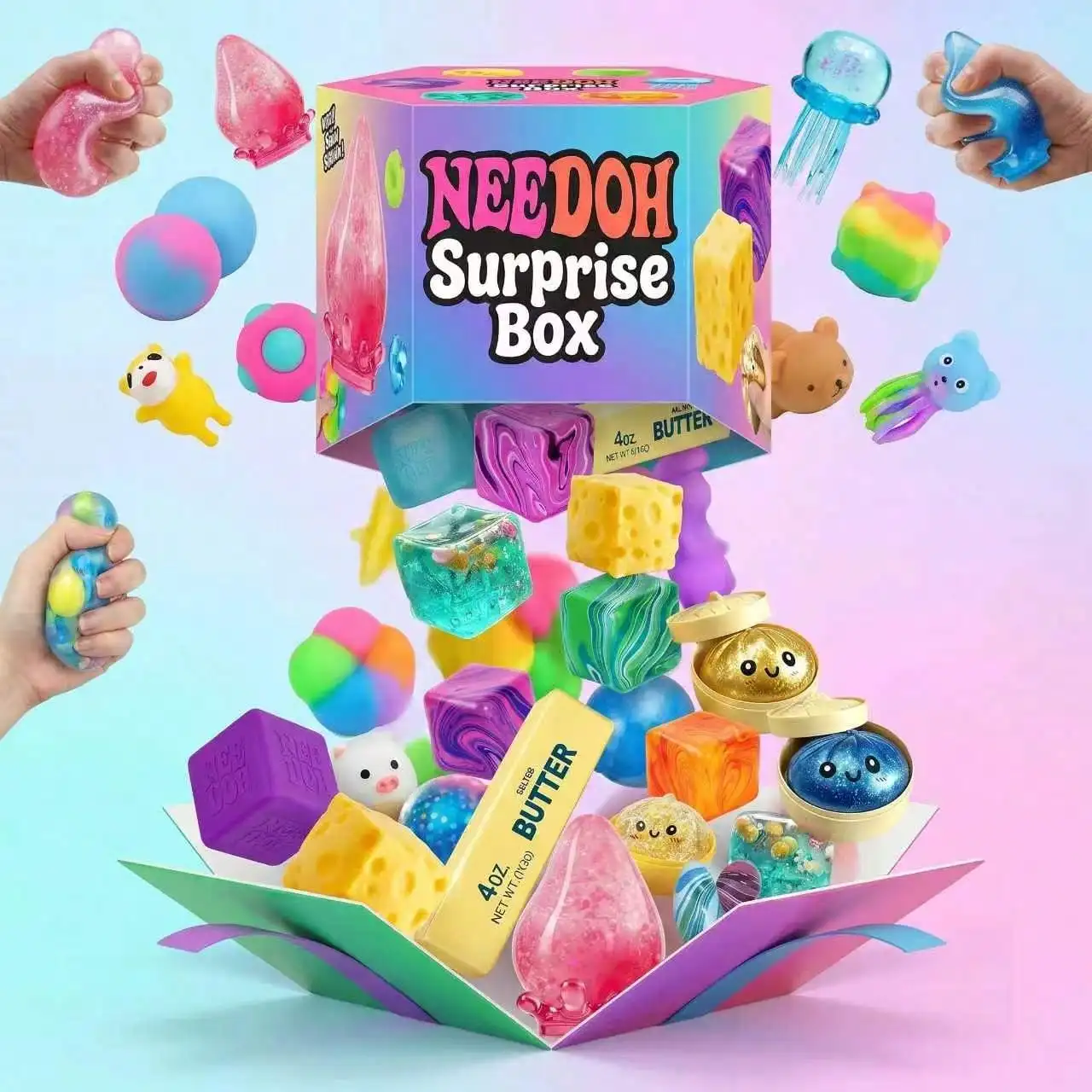 Food Storage Heat - Überraschungsbox - Sortierte Stressabbau-Quetschspielzeuge, Lebensmittel- und