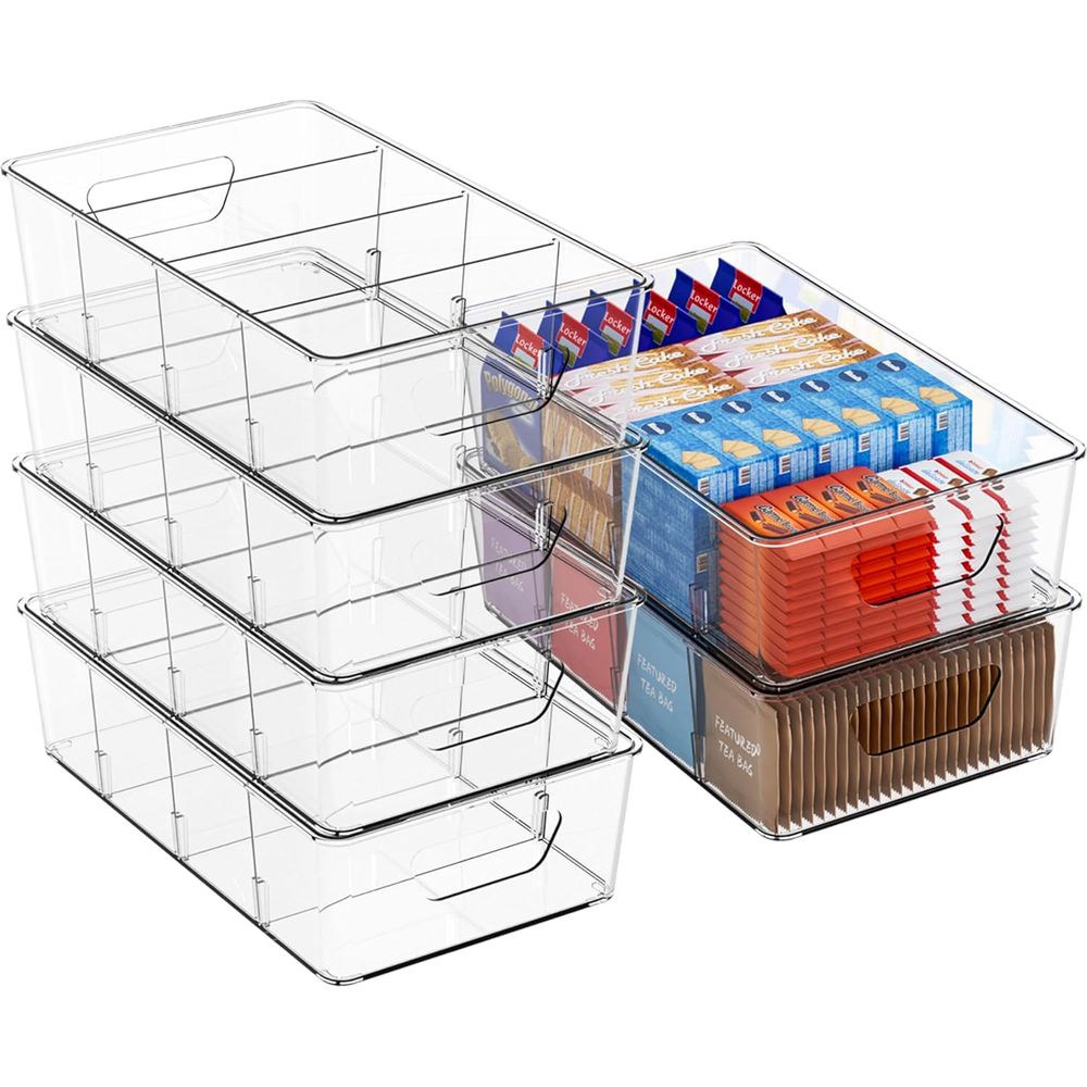 Stackable Pantry Bin - Stapelbare 6er-Pack Snack-Organizer oder Vorratsregal, Transparente