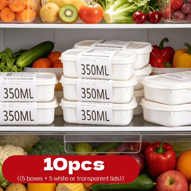 Food Storage Square Containers - 10-teiliges Wiederverwendbares Stapelbares Lebensmittel-Aufbewahrungsboxen-Set 5 Behälter
