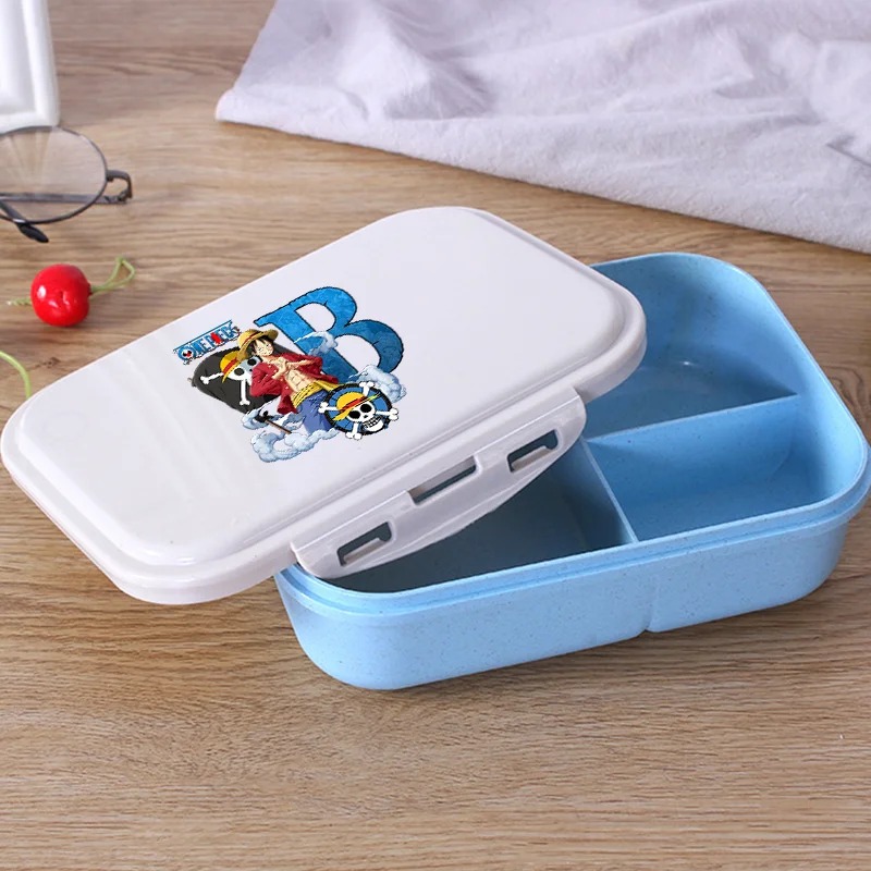 Food Storage Zone - Einteilige Bento-Lunchbox, tragbare Lebensmittelbehälter, Cartoon-Anime-Muster, Buchstaben