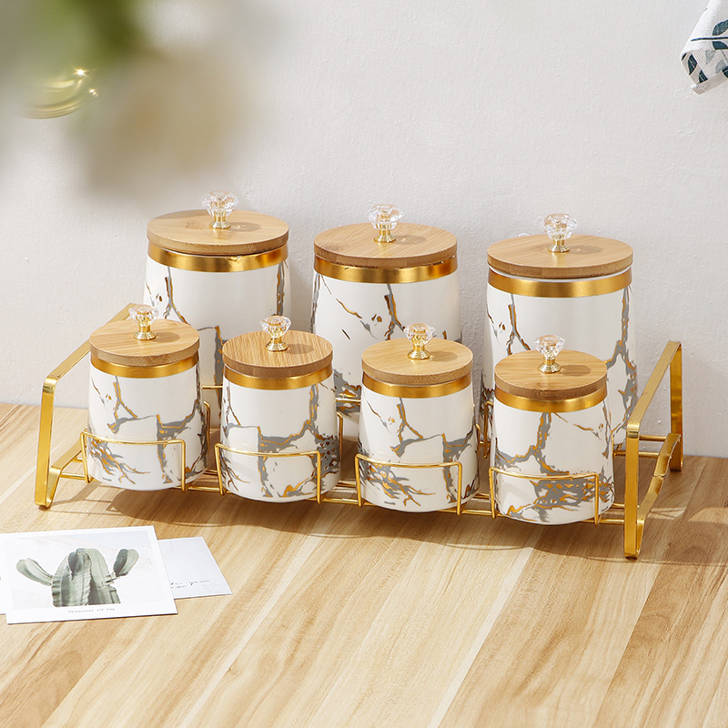 Food Storage Rack For Kitchen - Küche Liefert Goldene Marmor Textur Luftdicht