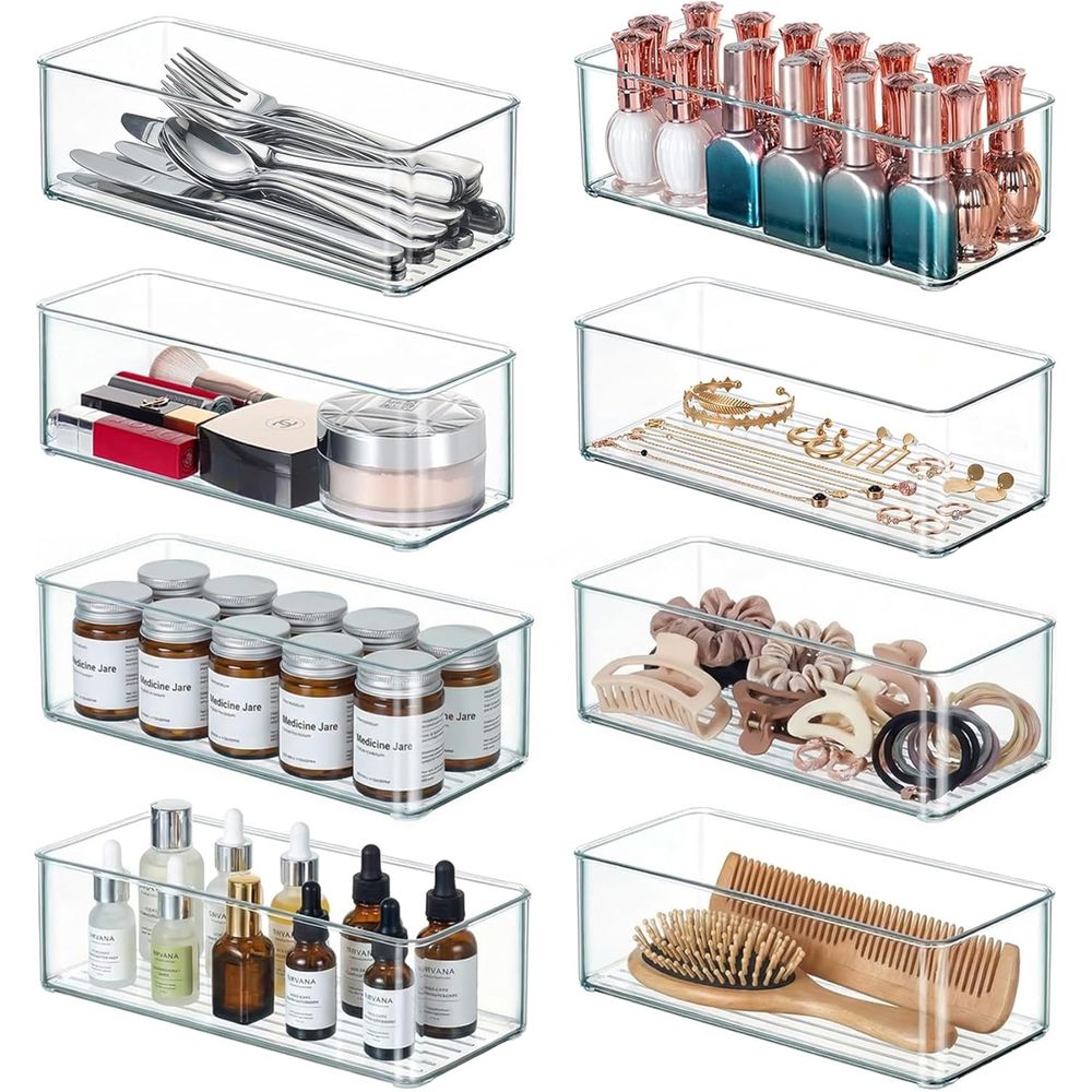 Stackable Pantry Bin - Pack Deep Organizer Bins Besteck-Organizer, durchsichtige,