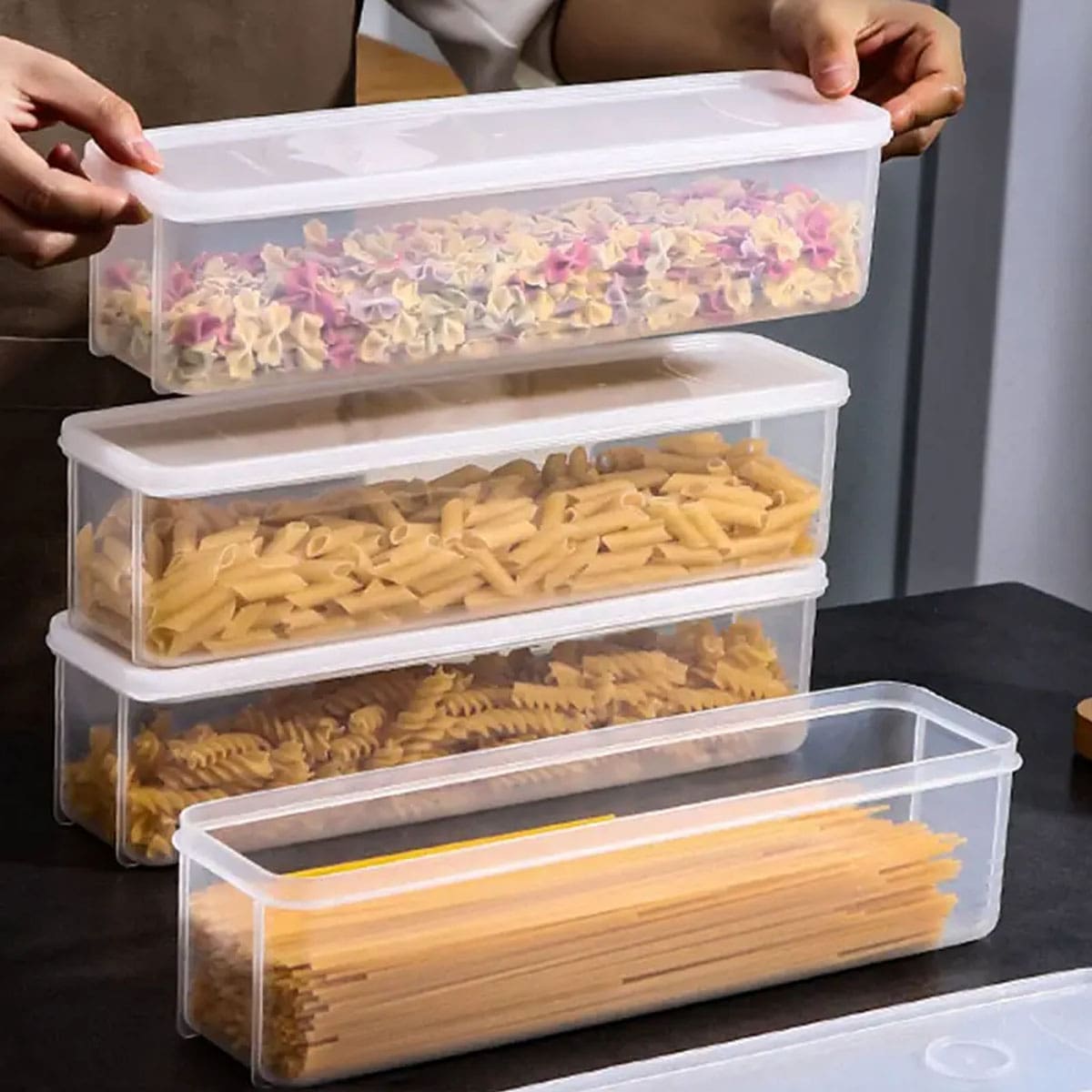 Food Storage Square Containers - 1 transparente Kunststoff-Aufbewahrungsbox, Kühlschrank-Frischhaltebox mit Deckel,