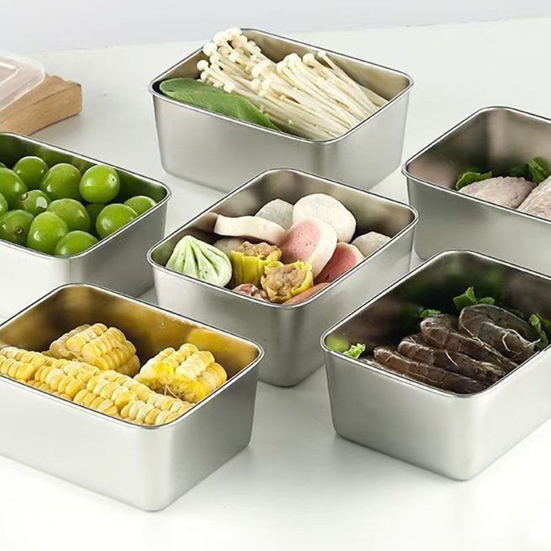 Food Storage Camping - 6-teiliges Edelstahl-Lebensmittelbehälter-Set mit Deckeln, auslaufsichere Lebensmittelbox,