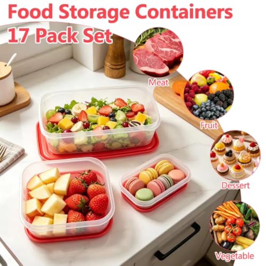 17-teiliges Kunststoff-Lebensm – Food Storage Containers Set Bewertung und Preis
