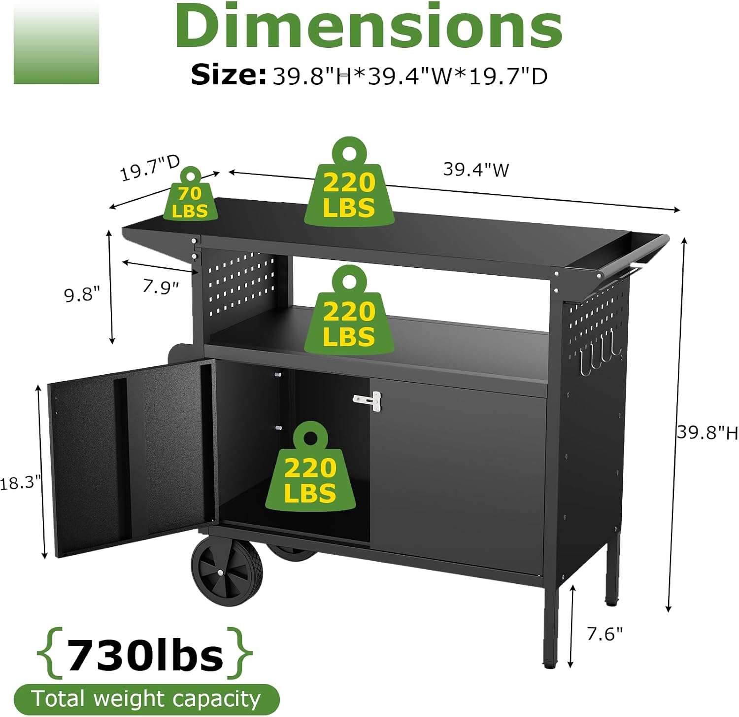 Outdoor-Grillwagen mit Staurau – Food Storage Table Bewertung und Preis