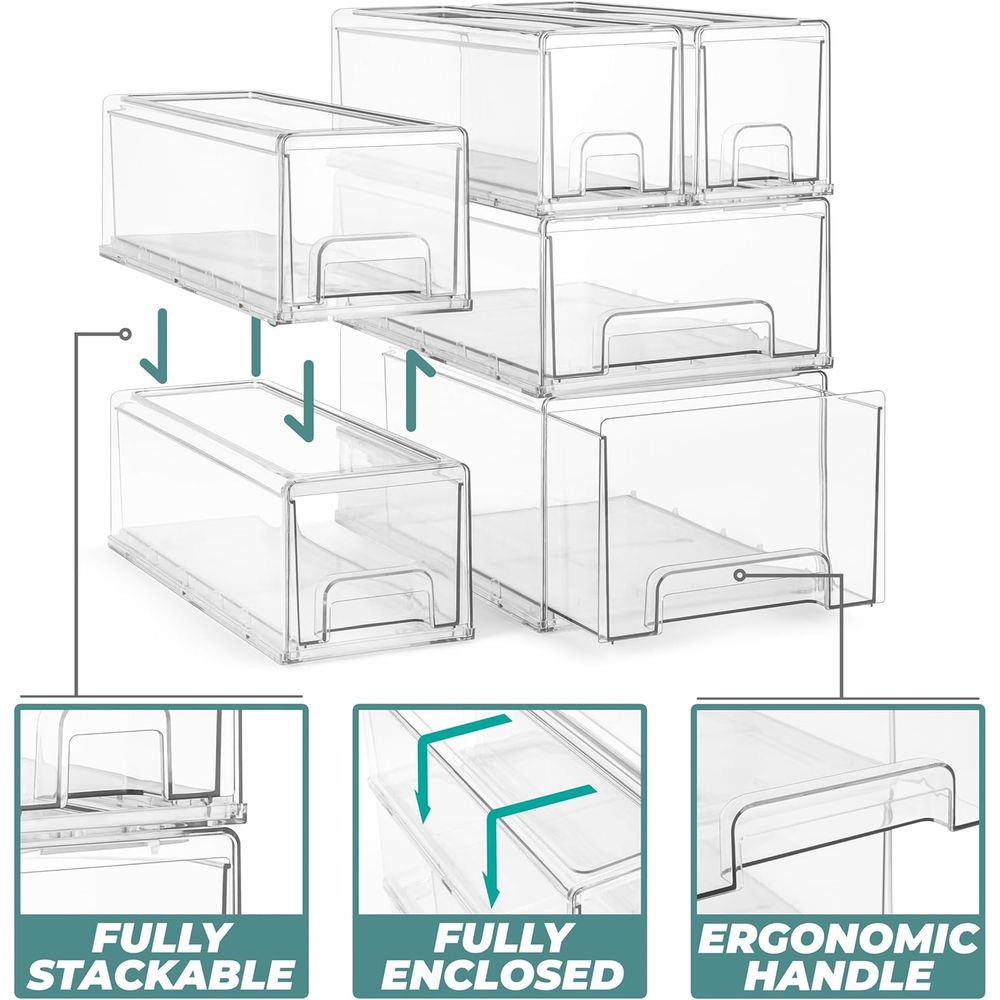 6er-Pack Transparente Stapelba – Stackable Pantry Bin Bewertung und Preis