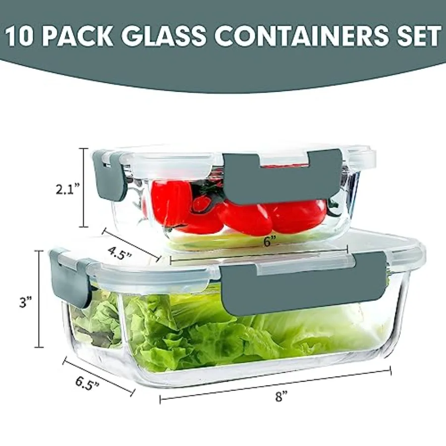 10er-Pack Glas-Mahlzeitbehälte – Food Storage Glass Containers Bewertung und Preis