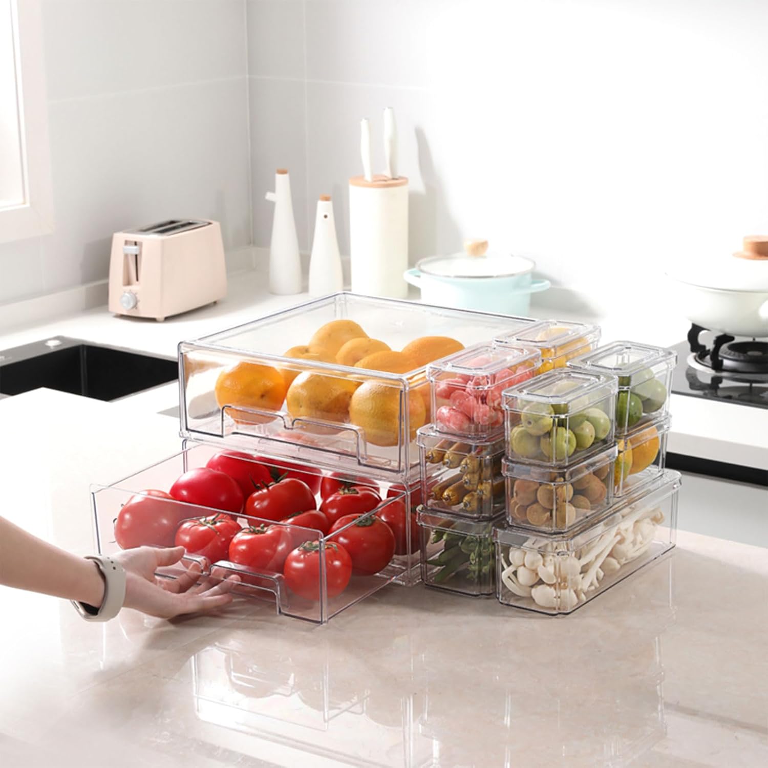 10/14-teiliges Kühlschrank-Org – Stackable Pantry Bin Bewertung und Preis