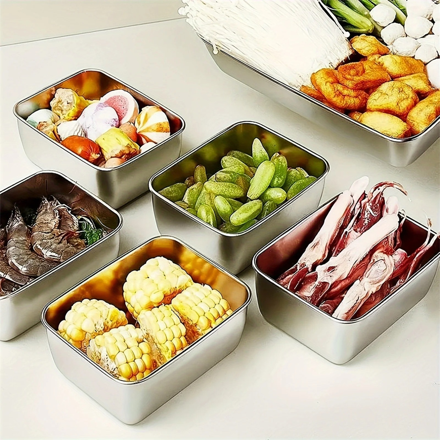 1/3/5 Stück Edelstahl-Aufbewah – Food Storage Square Containers Bewertung und Preis